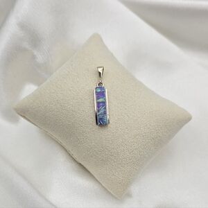 Sterling Silver 925 Purple Iridescent Opal Pendant